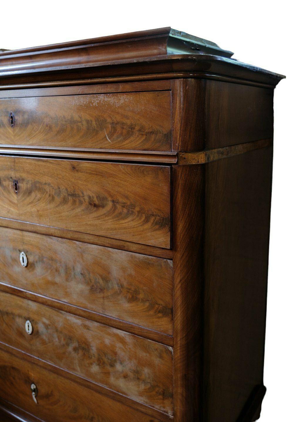 High Chest Of Drawers In Mahogany From 1840s photo for sale