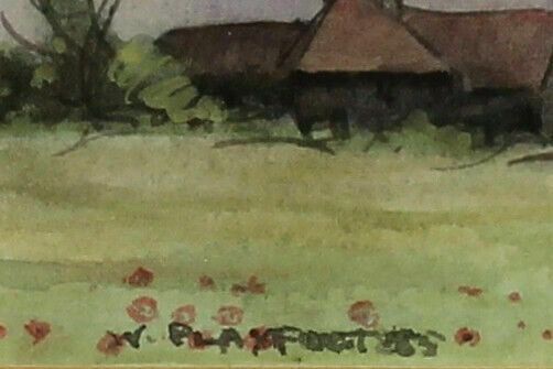 Watercolour By William Playfoot. Countryside Church View photo for sale