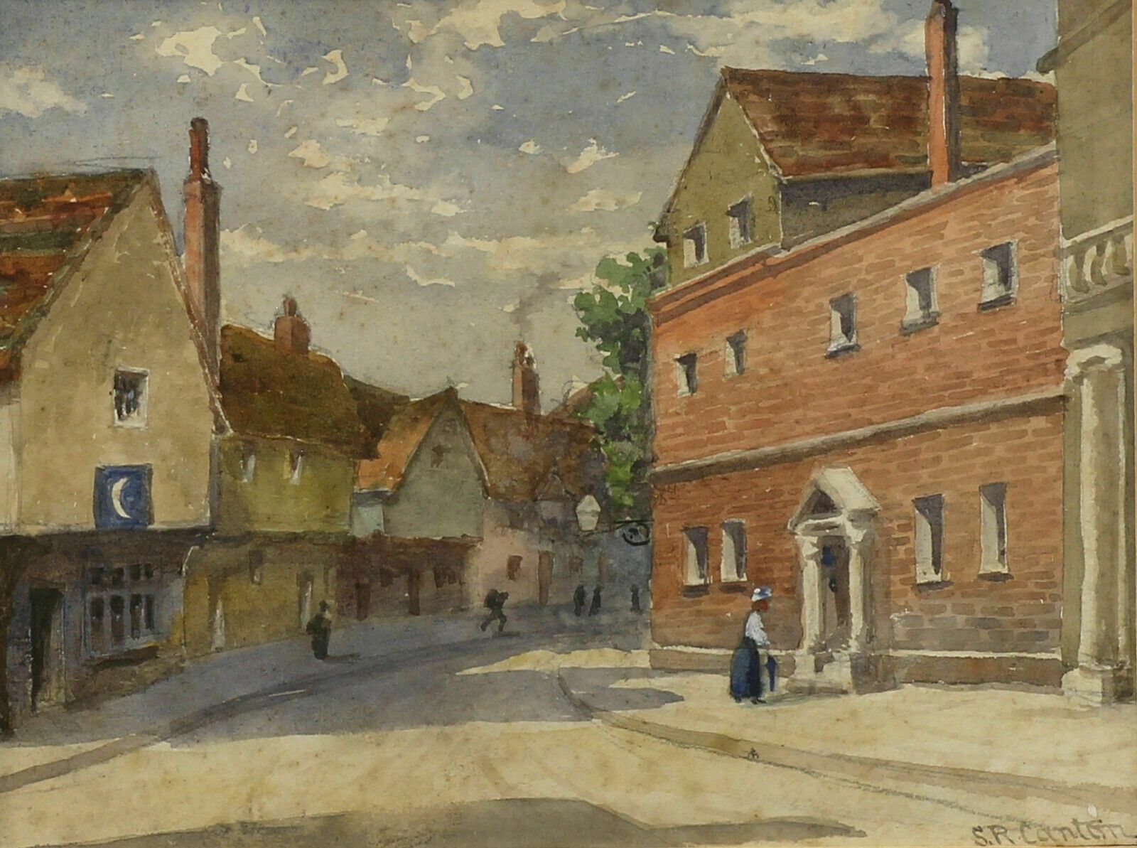 Watercolour By Susan Ruth Canton. Village Street Scene photo furniture