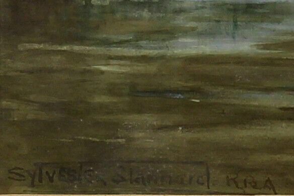 Watercolour By Henry John Sylvester Stannard. Farm Maid Crossing The River photo for sale