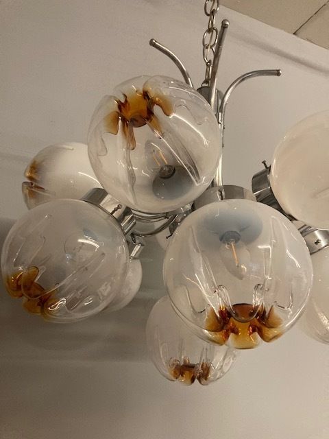 photo for sale Large 1970s Mazzega Design Chandelier, 12 Lights. Modern Antiques