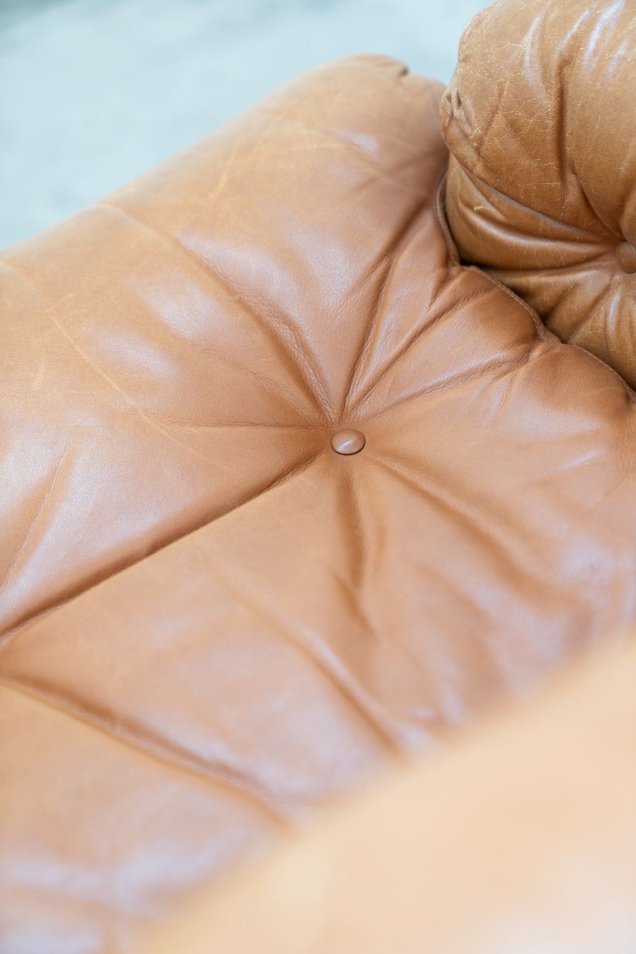 Furniture Pair Of Armchairs With Cognac Coloured Pouf Model "Coronado" By Afra & Tobia Scarpa For B&B Italia,70 photo