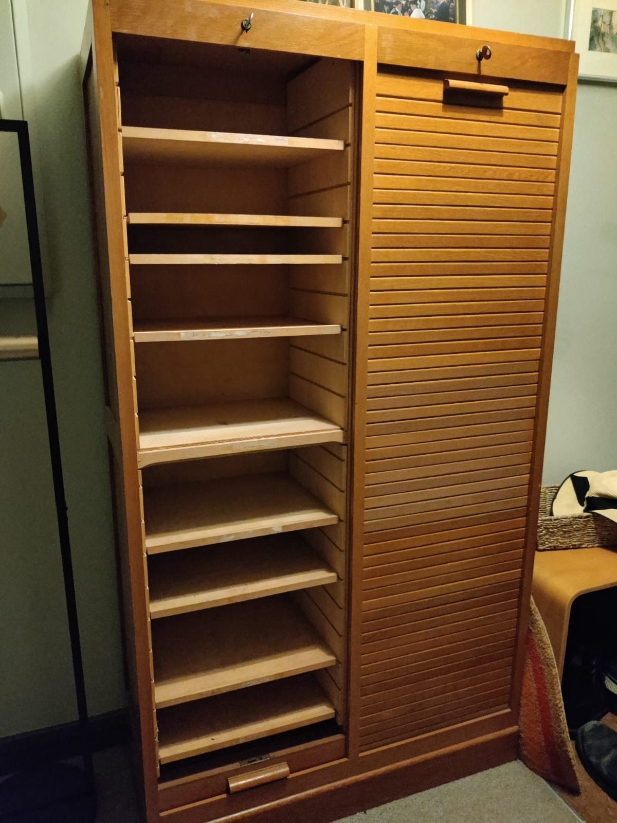 Antique Mid Century Double Tambour Filing Cabinet photo 350.0