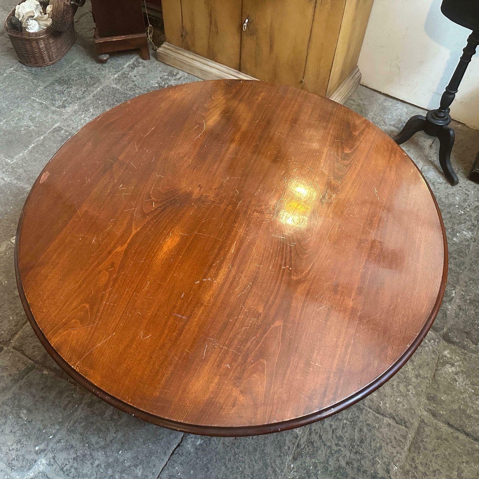 photo furniture 1840s Empire Veneered Mahogany Wood Sicilian Round Tilt Top Table