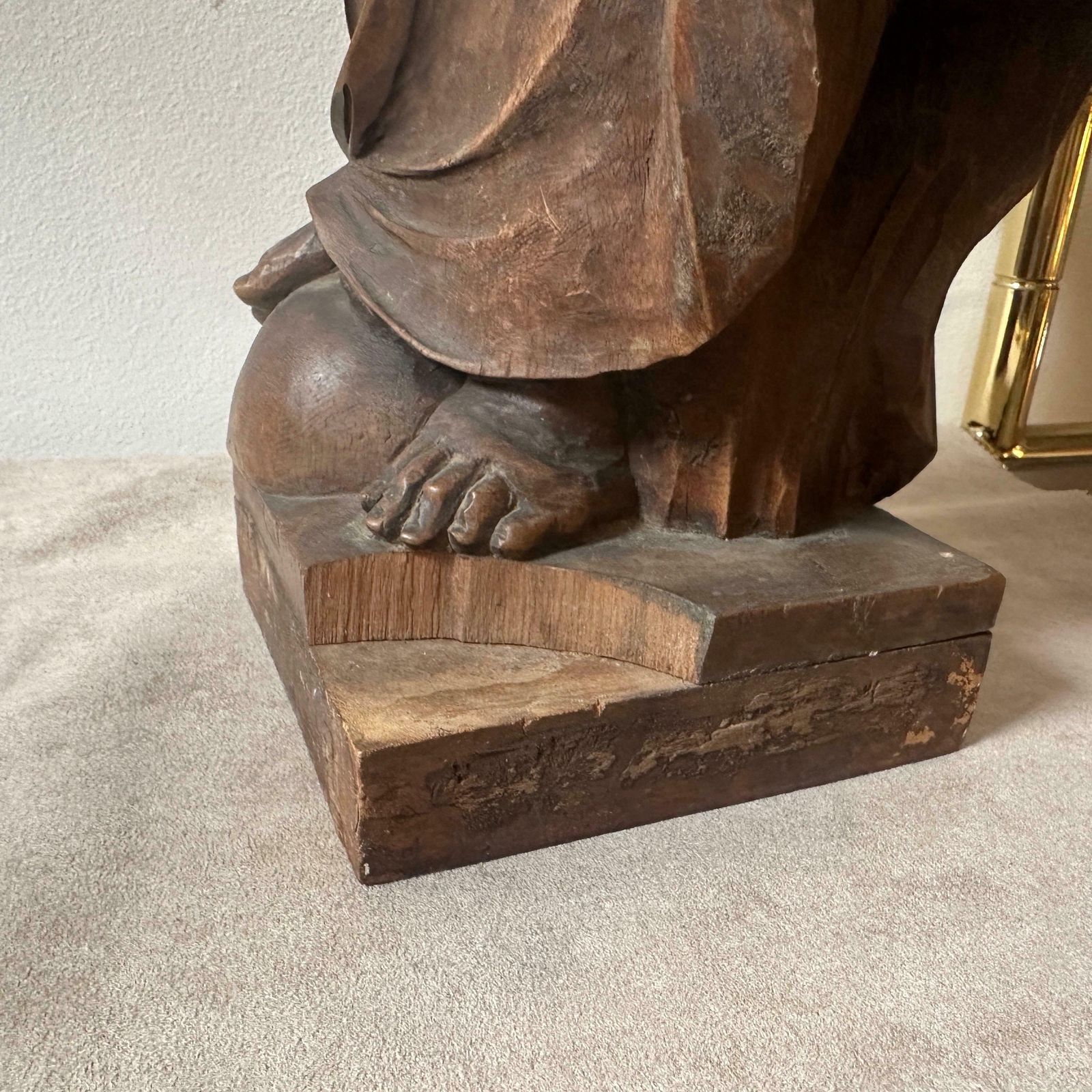 photo furniture 1850s Neoclassical Hand Carved Walnut Italian Sculpture Of A Roman Bather