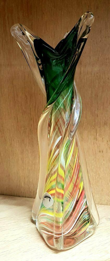 Mid Century Murano Glass Vase With Stripes photo furniture