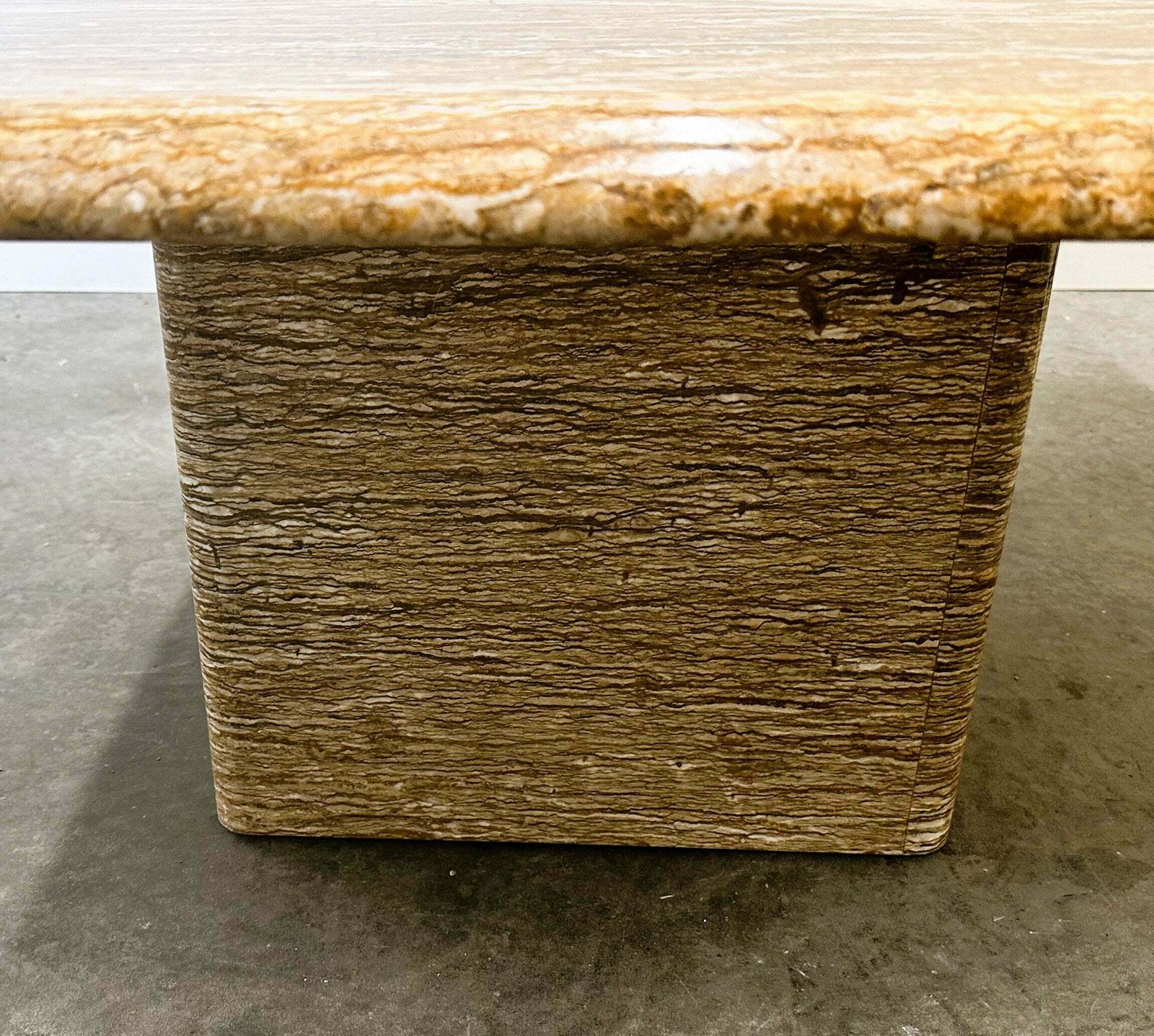 Xl Vintage Square Caramel Travertine Coffee Table, 1980s photo for sale