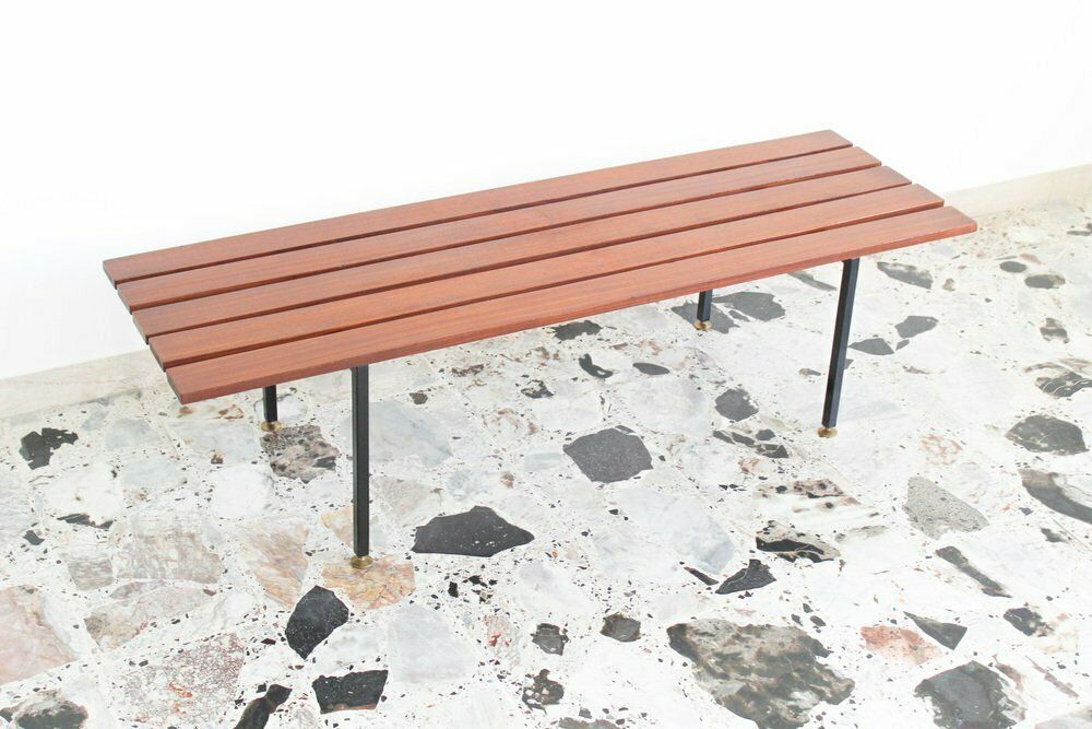 Bench In Rosewood And Metal, Italy, 1970s photo vintage
