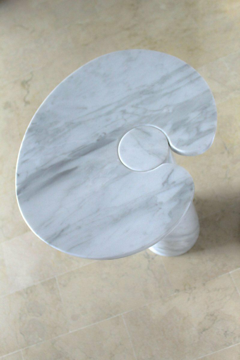 Italian White Carrara Marble Eros Coffee Table By Angelo Mangiarotti, 1970s, Set Of 2 photo Furniture
