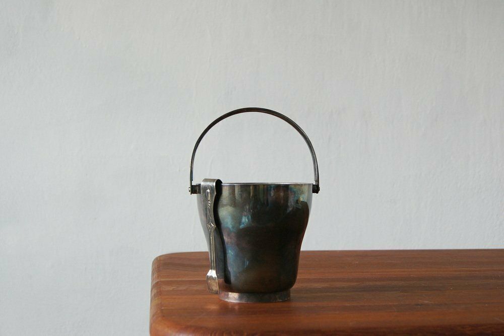 Vintage Modern Silver Plated Ice Bucket, 1930 photo furniture