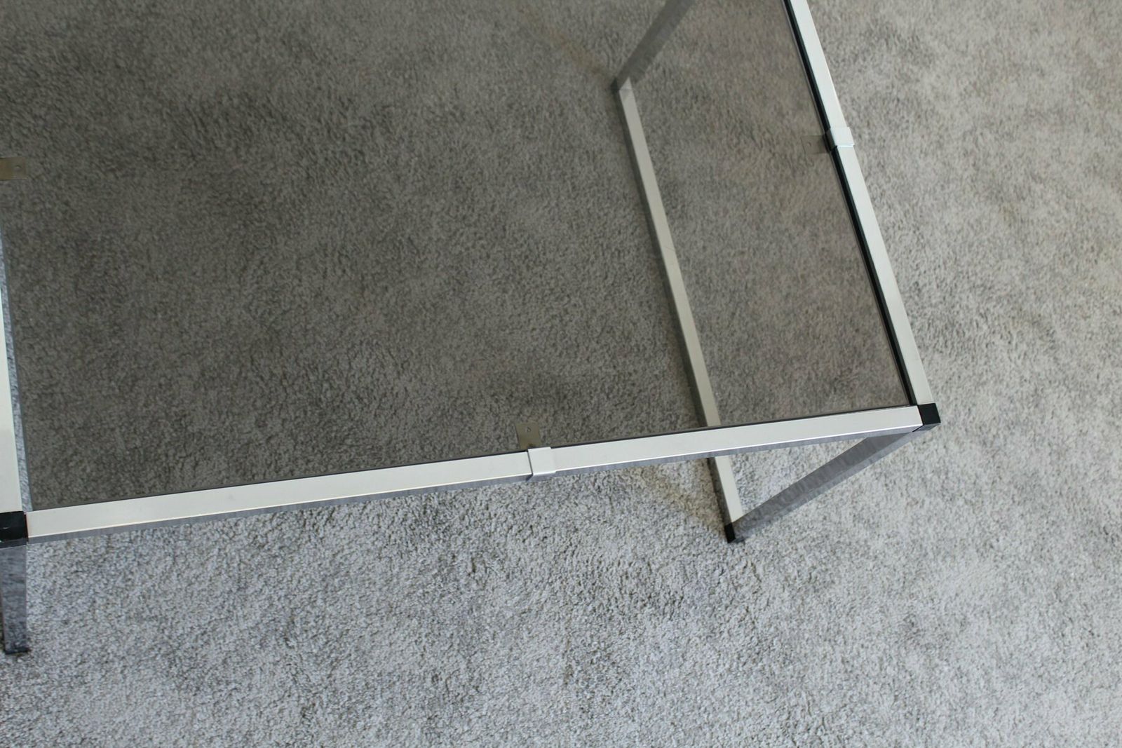 photo vintage Chromed Metal And Smoked Glass Tables, Italy, 1970s, Set Of 2