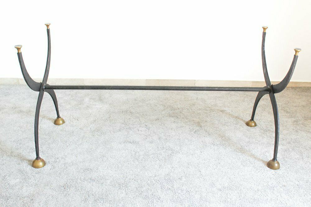 Dining Table In Wrought Iron And Black Lacquered Glass, Italy, 1970s photo 2431.0