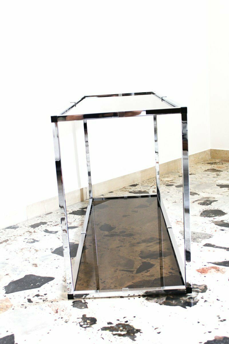 Console In Chromed Metal And Smoked Glass, Italy, 1970s photo 774.0