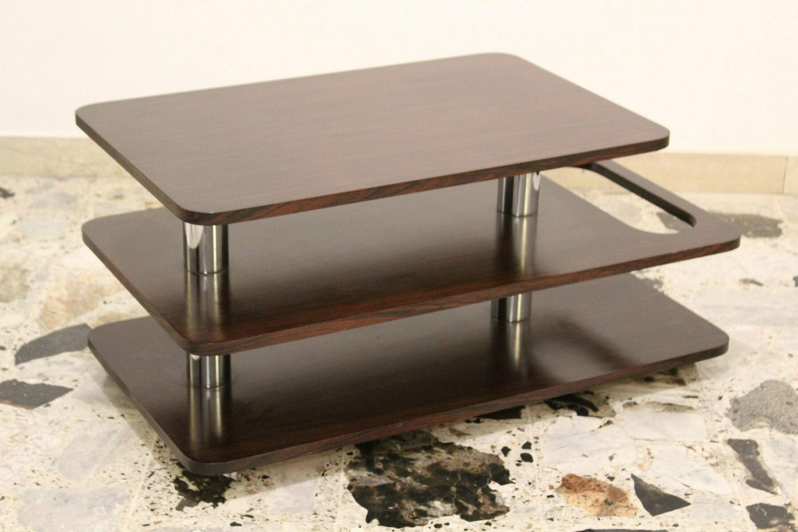 Coffee Table In Rosewood And Chromed Metal, Italy, 1970s photo 608.0