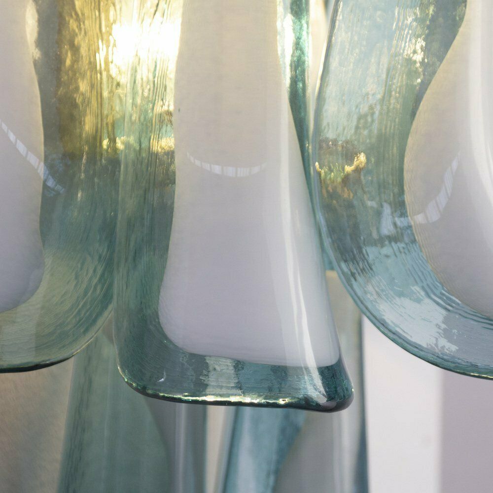 Petal Wall Lamp In Blue Murano Glass With White Decoration, Italy, 1990s photo vinterior