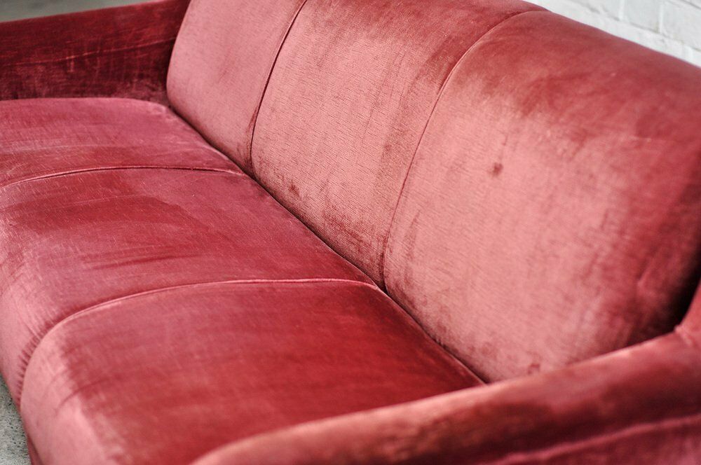 Mid Century Italian Velvet 3 Seater Sofa, 1950s photo vintage