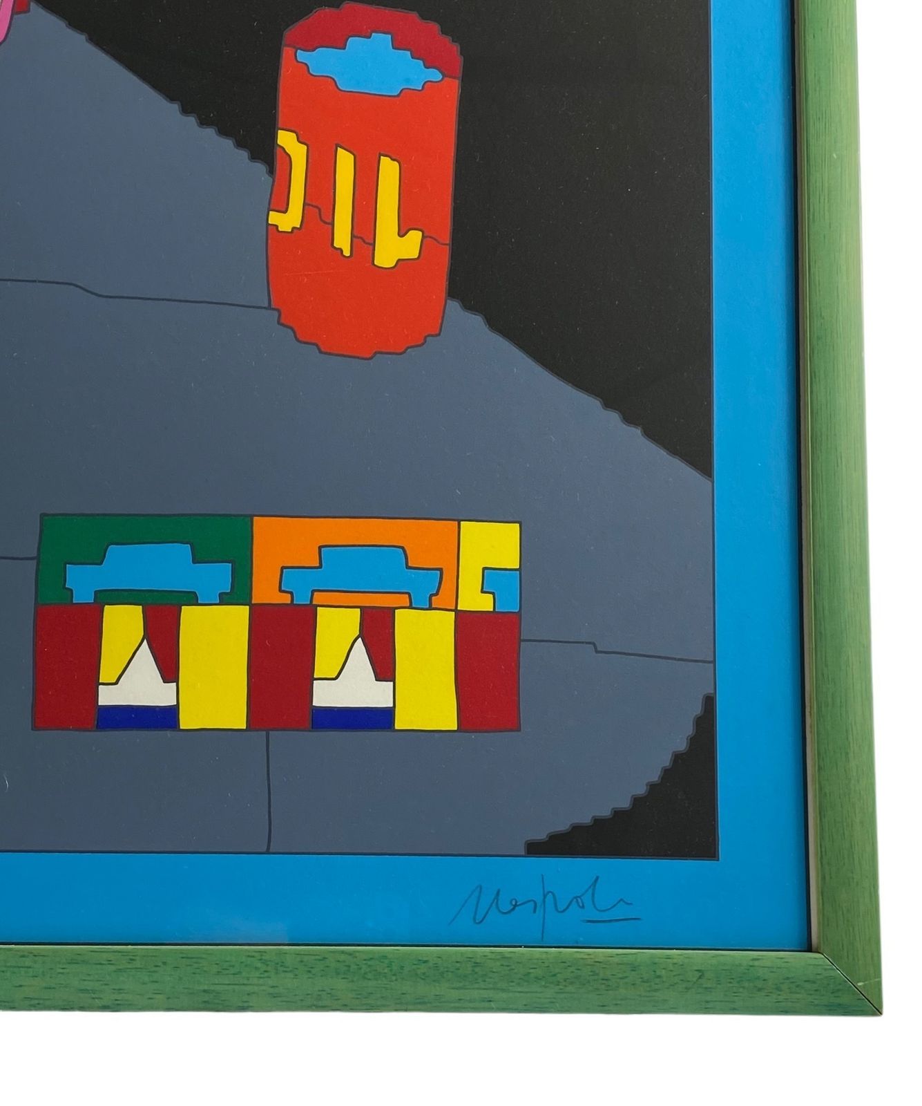 Ugo Nespolo, Garage Serigraph, Signed 60/99, Italy 1980s photo for sale