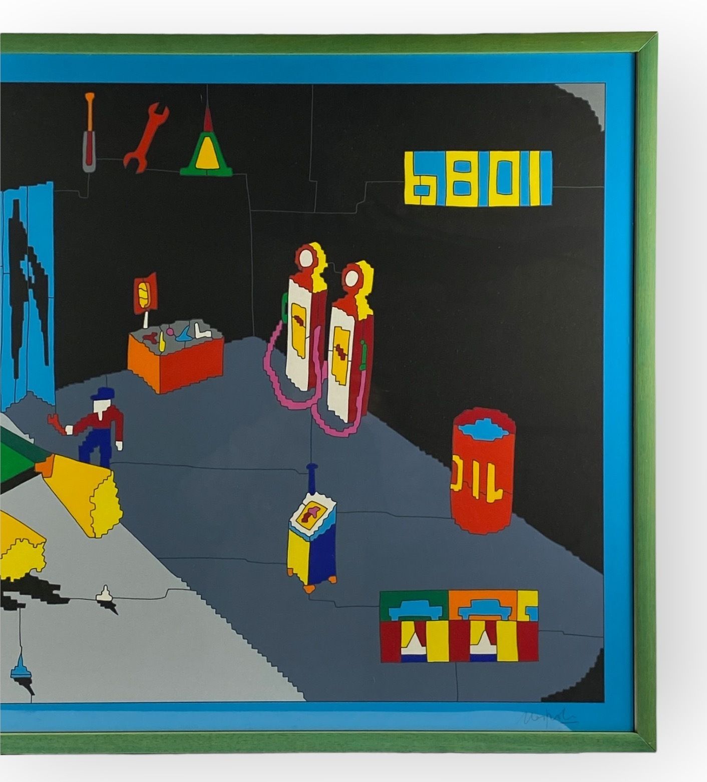 Ugo Nespolo, Garage Serigraph, Signed 60/99, Italy 1980s photo 800.0