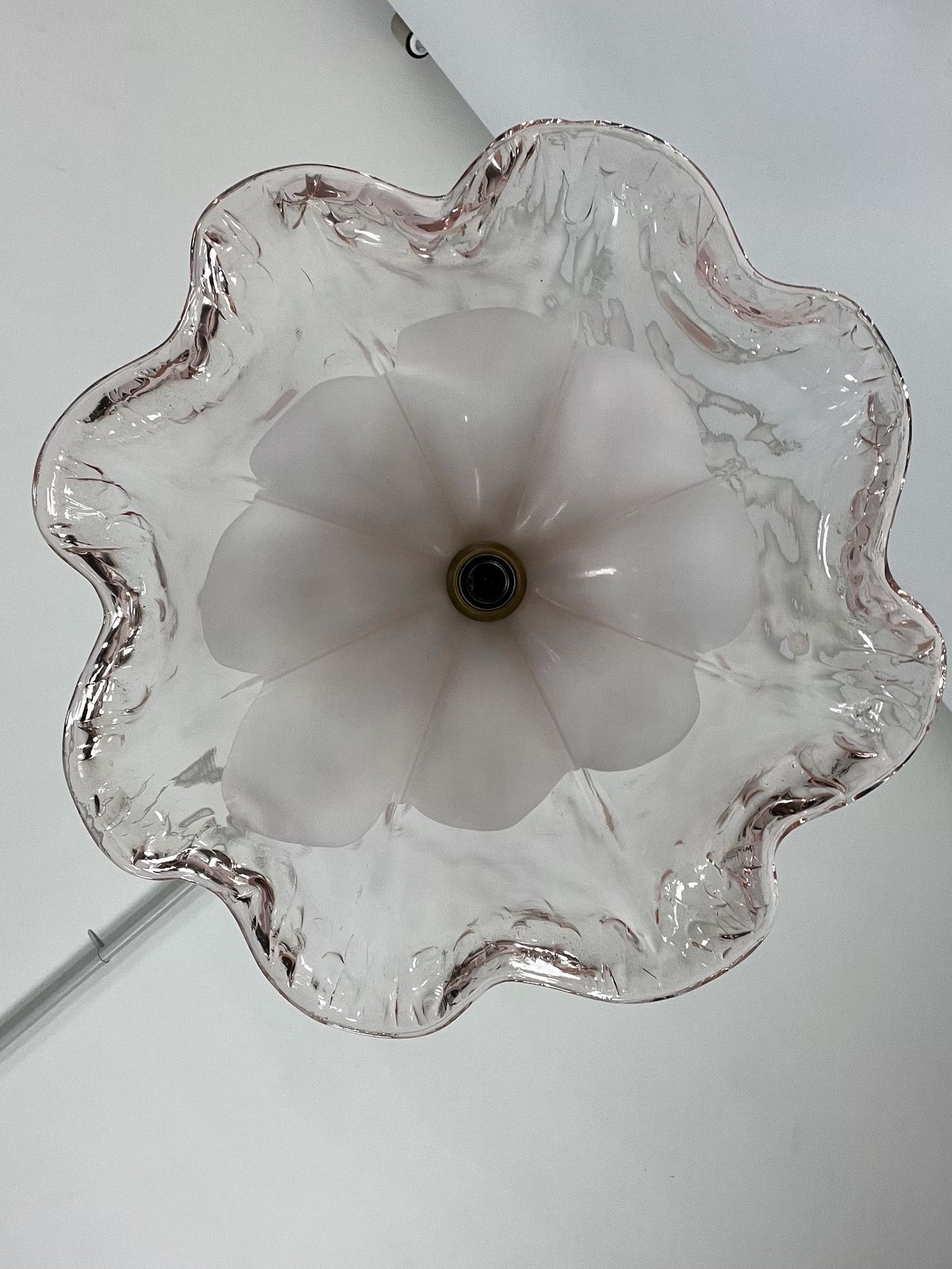 La Murrina Chandelier In Pink And White Murano Glass. Italy 1970s photo buy