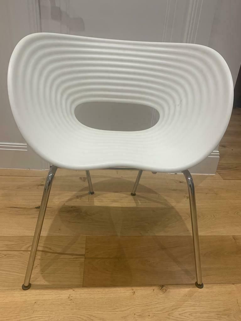 4 Vitra Tom Vac (3 White 1 Blue)   Chrome Legs photo vintage