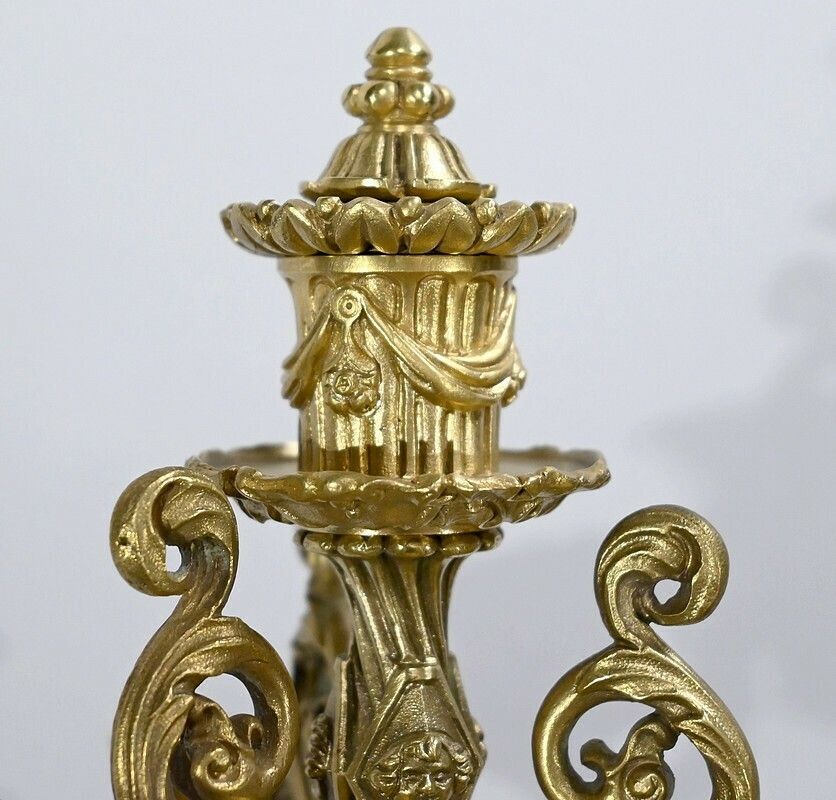 Pair Of Golden Bronze Candlabers, Restoration – Early 19th photo buy