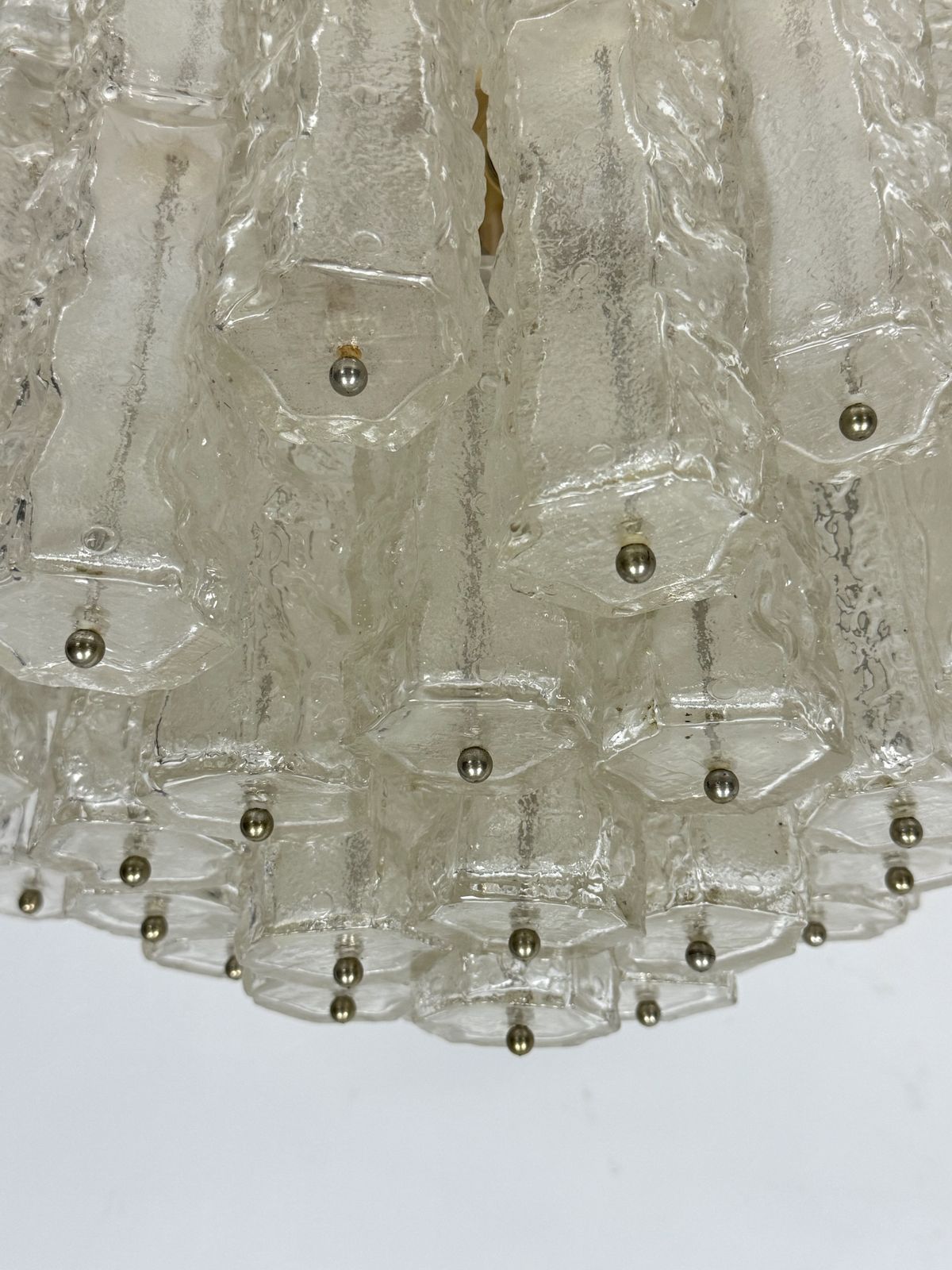 Pair Of Murano Glass Elements Chandelier By Venini. Italy 1970s. photo vintage