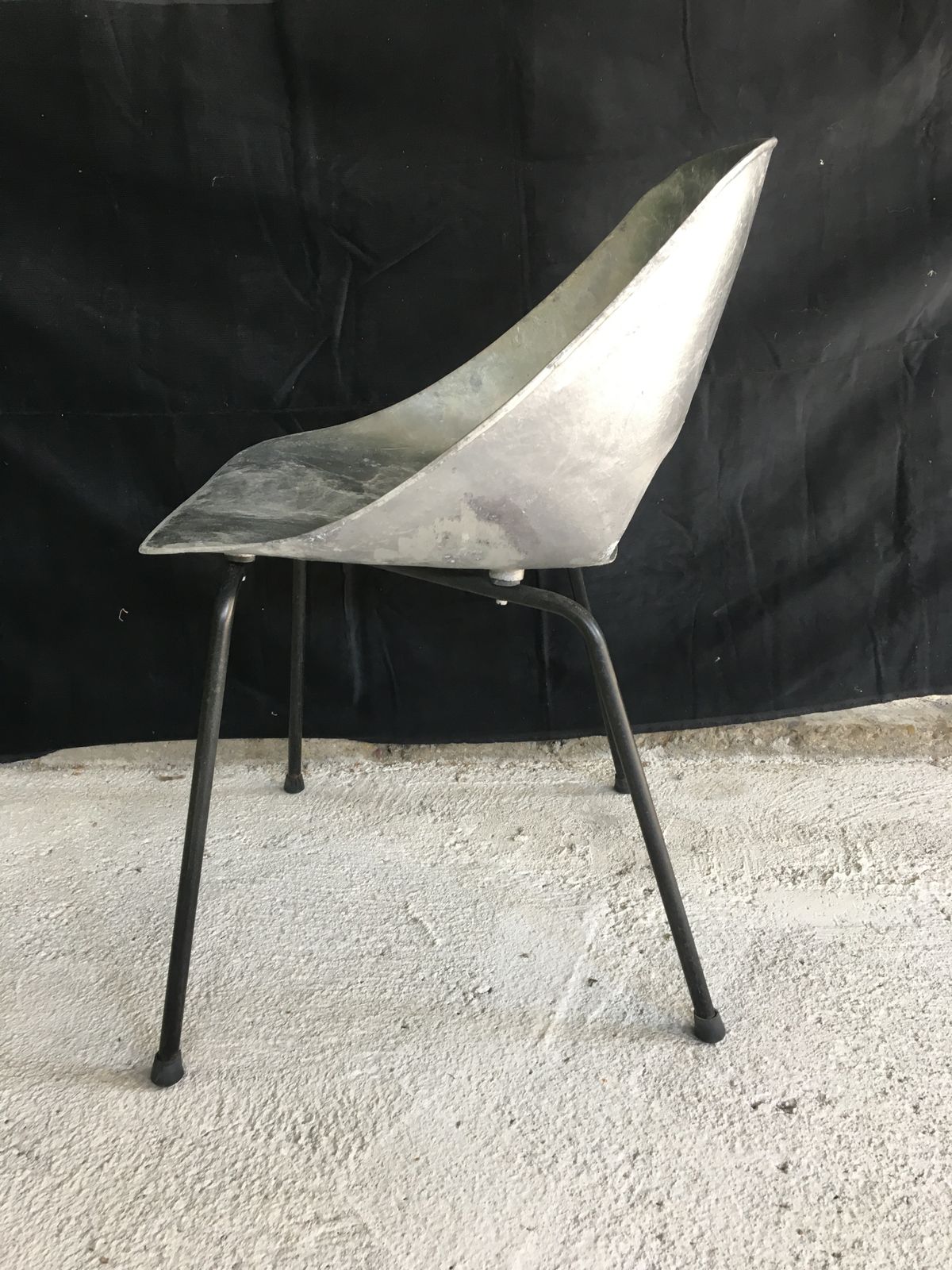 photo furniture Set Of 3 Pierre Guariche “Tonneau” Cast Aluminum Chairs 1950’s