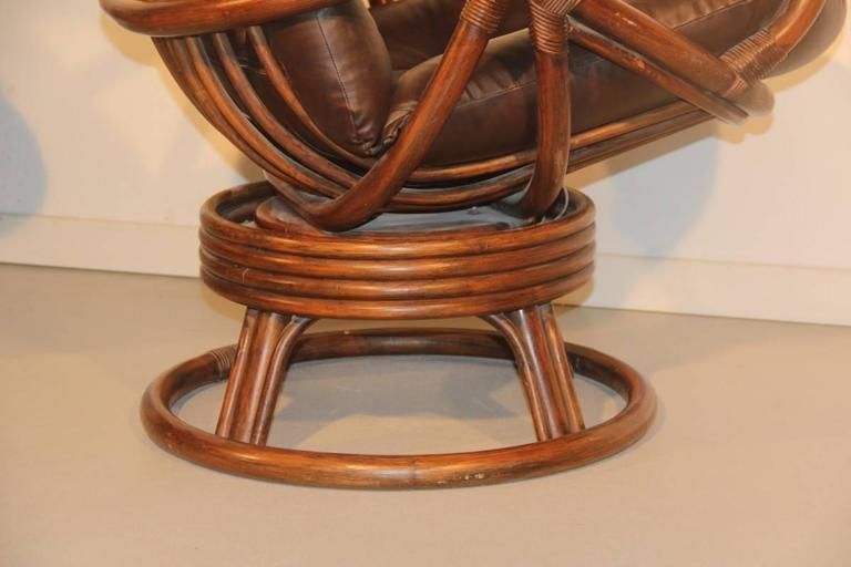 Bamboo And Leather Armchairs In 1960 Revolving photo buy