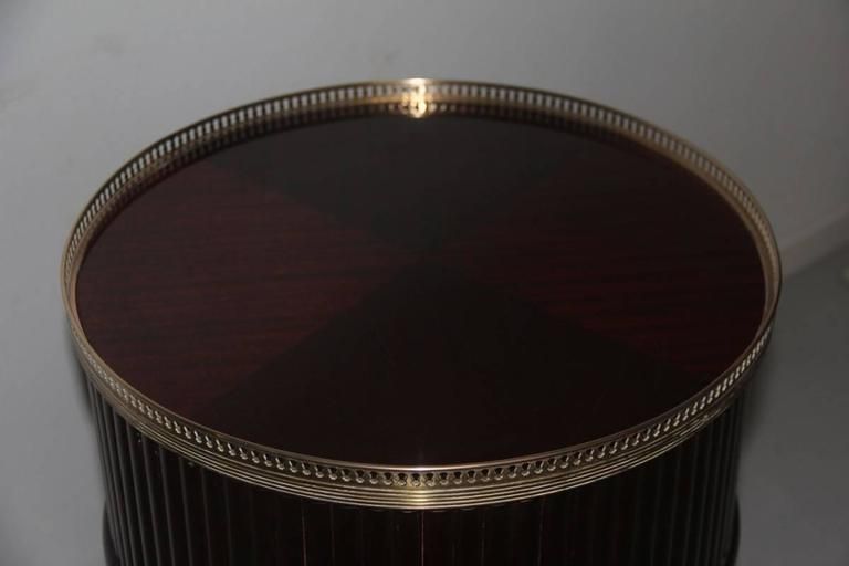 Bar Trolley Swivel Italian Design, 1960 Mahogany Woos Round Brass Midcentury Paolo Buffa photo for sale