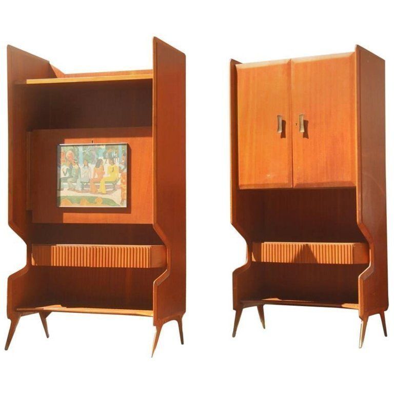 Pair Of Cabinet Bar Italian Mid Century Modern Mahogany 1950