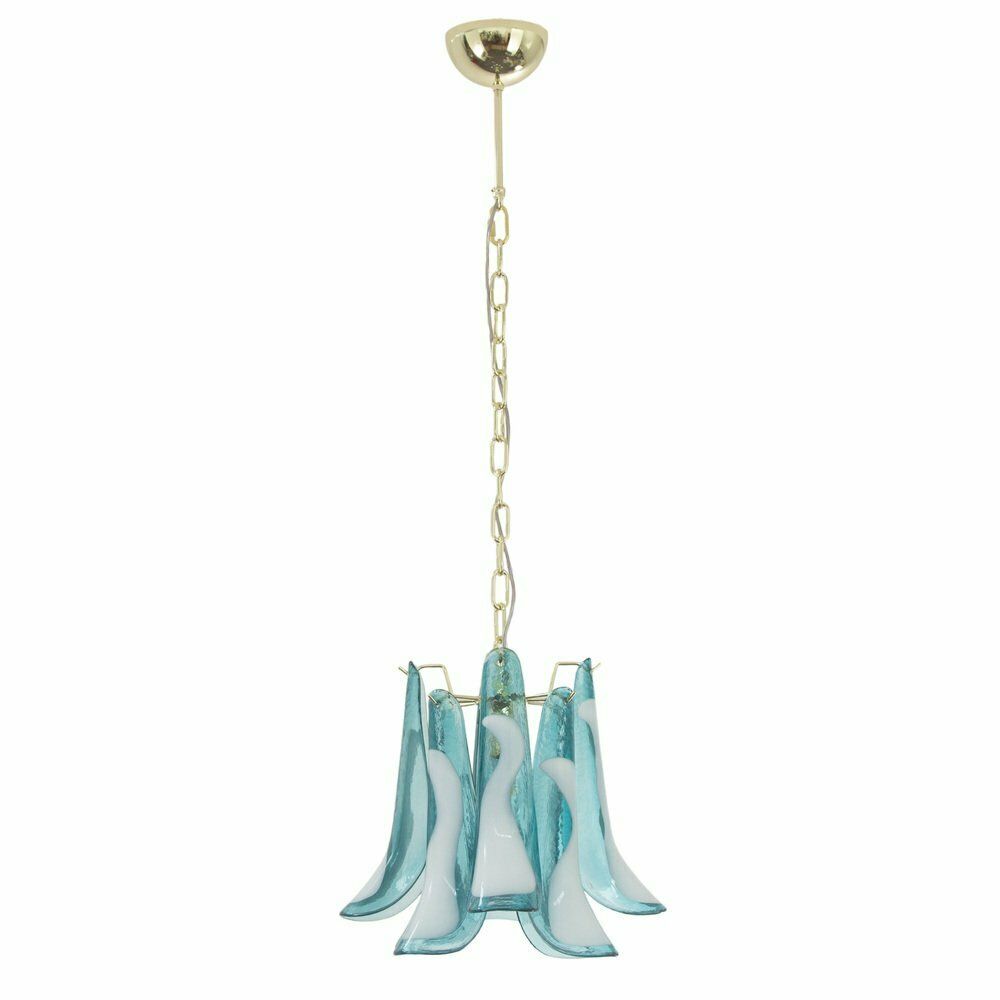 Petal Pendant Lamp In Black And White Murano Glass, 1990s