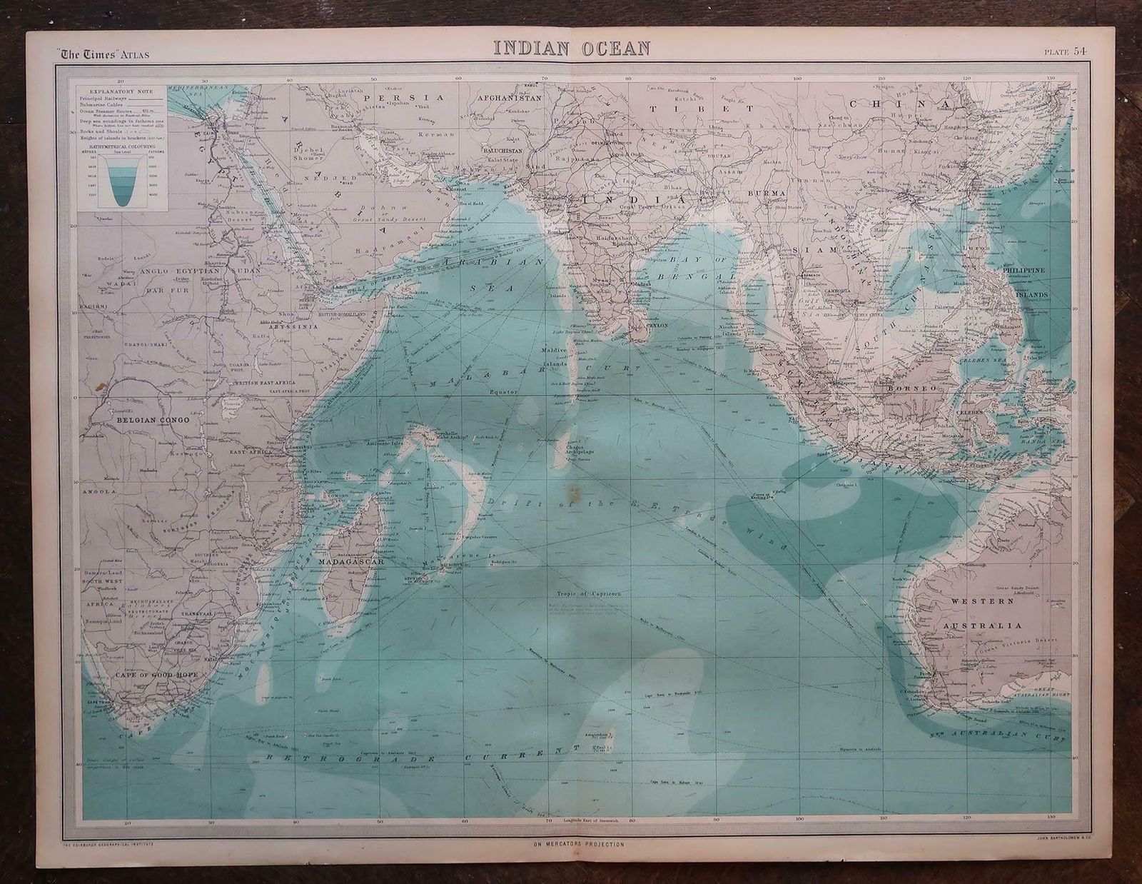 Set Of 5 Large Original Vintage Sea Charts, Circa 1920 photo for sale