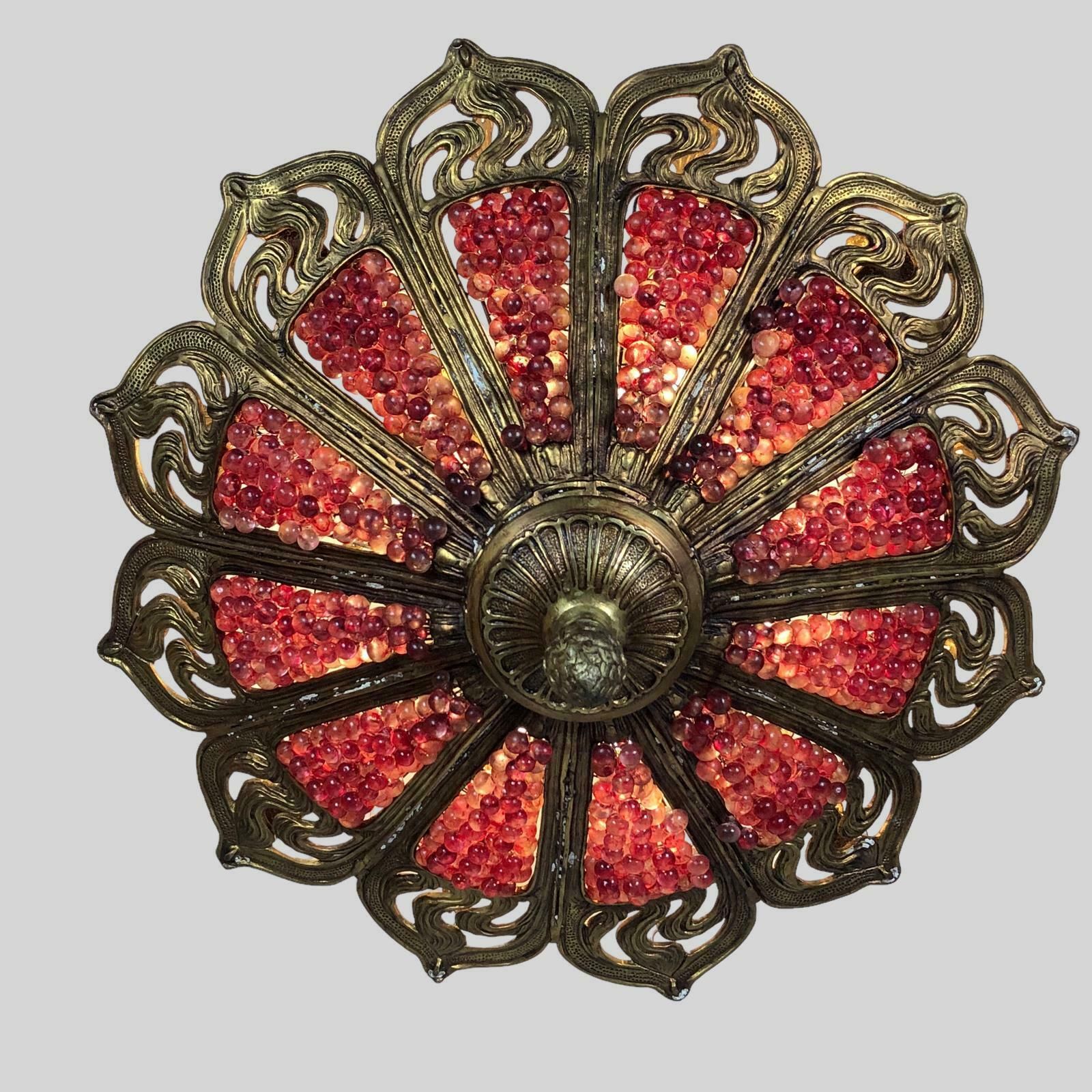 Murano Bohemian Gilt Bronze Cranberry Huge Chandelier photo furniture