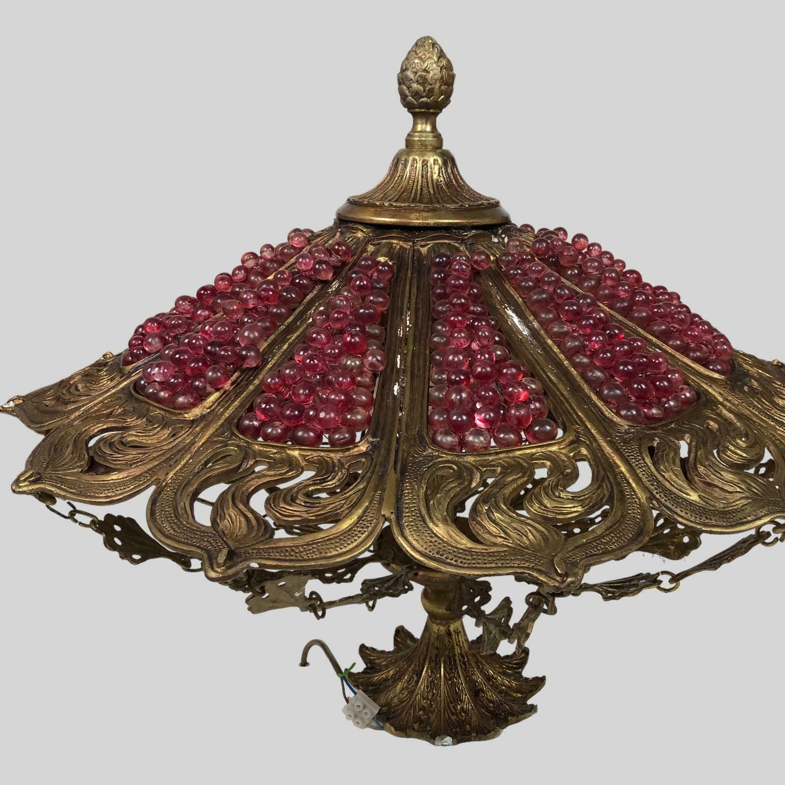 photo for sale Murano Bohemian Gilt Bronze Cranberry Huge Chandelier