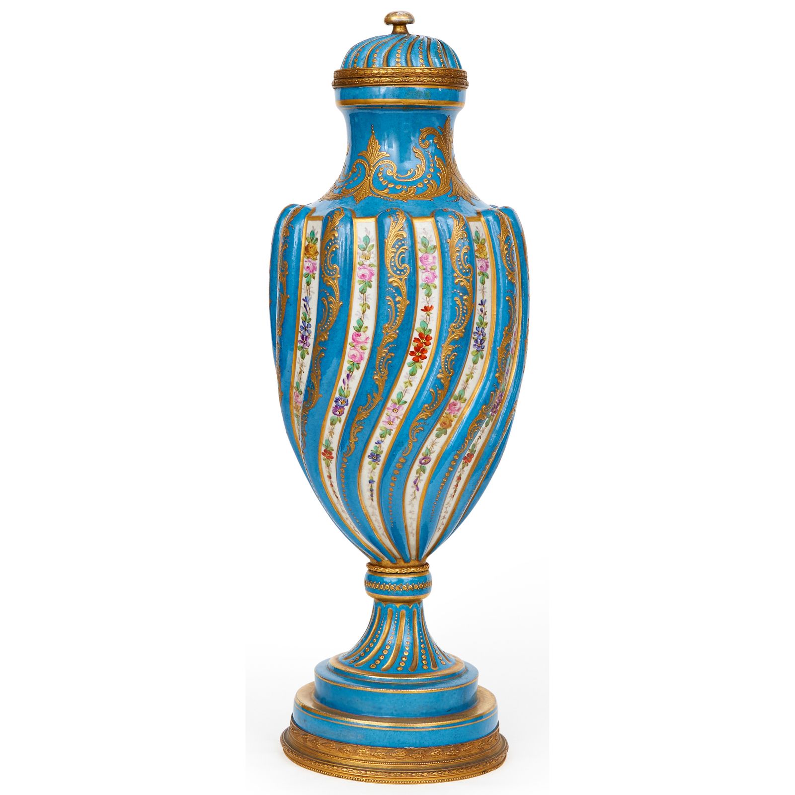 A 19th Century Sevres Style Porcelain Vase And Cover With Gilt Metal Mounted