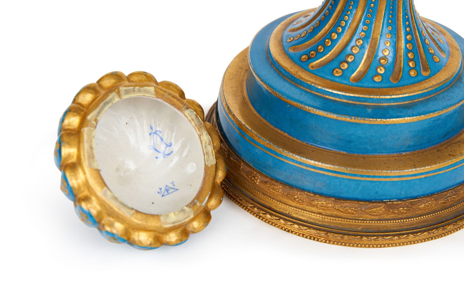 A 19th Century Sevres Style Porcelain Vase And Cover With Gilt Metal Mounted photo 1850.0