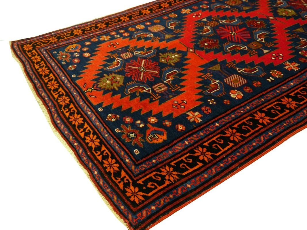 Antique Krabagh Kazak Rug Achma Yumma Red Orange Blue photo vintage