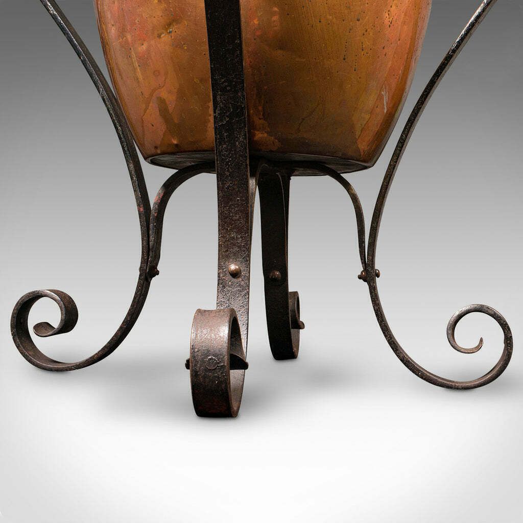 photo furniture Antique Arts And Crafts Fireside Bin English Copper Log Coal Victorian