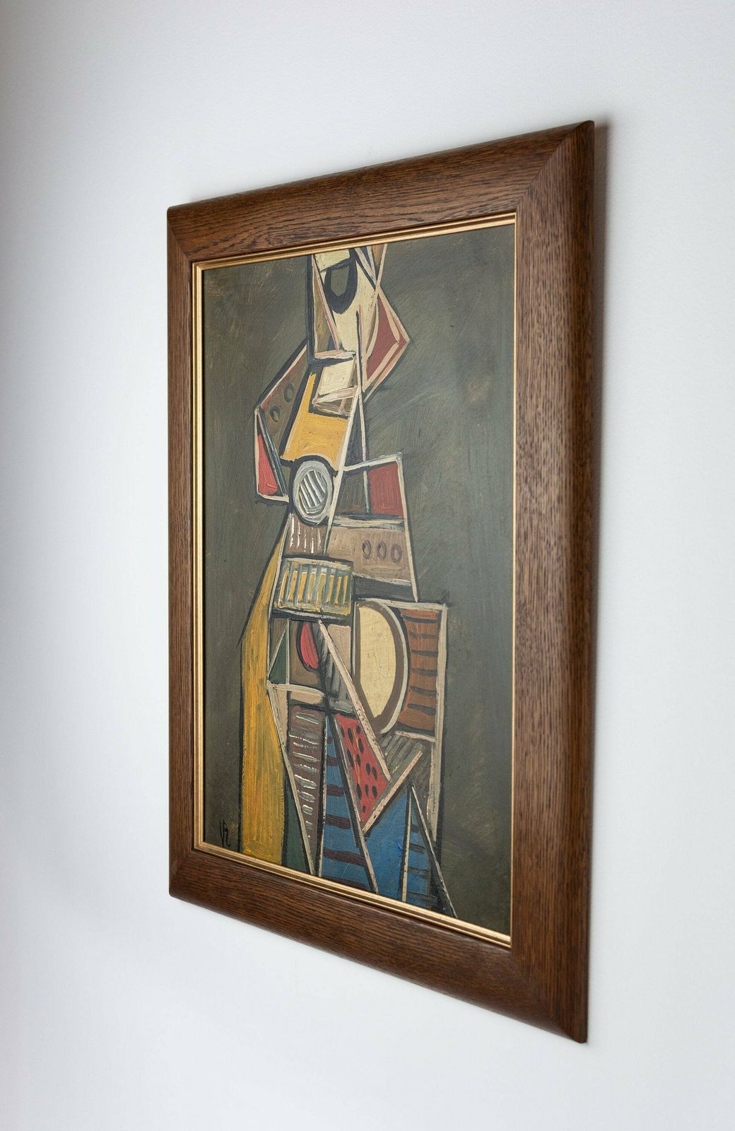 Cubist Instrumentalist' By V.R. (Circa 1940s   50s) Original Oil On Board. School Of Berlin photo for sale