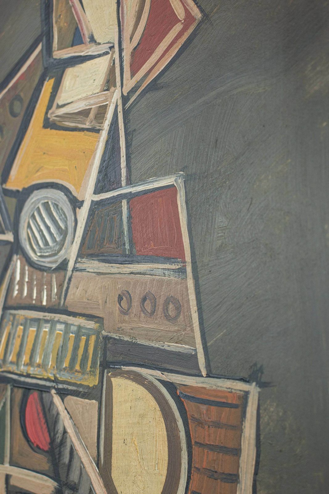 Cubist Instrumentalist' By V.R. (Circa 1940s   50s) Original Oil On Board. School Of Berlin photo Art
