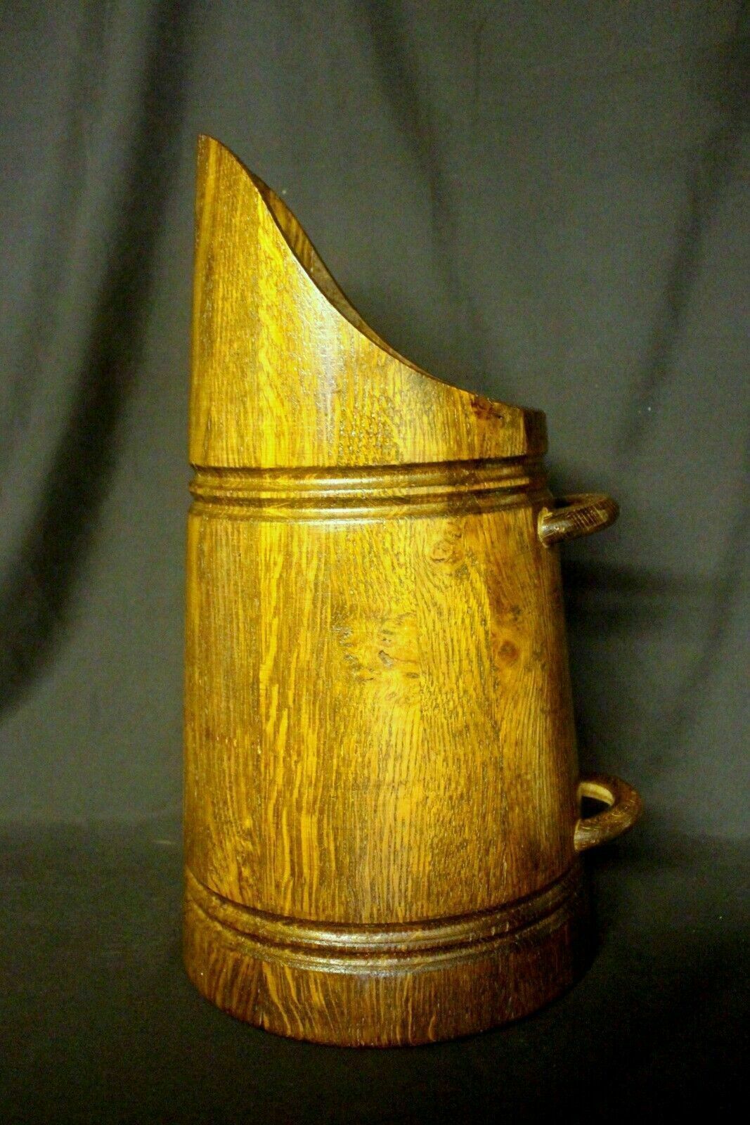Antique Scandinavian Oak Umbrella Stick Holder Large Wooden Jug C photo for sale