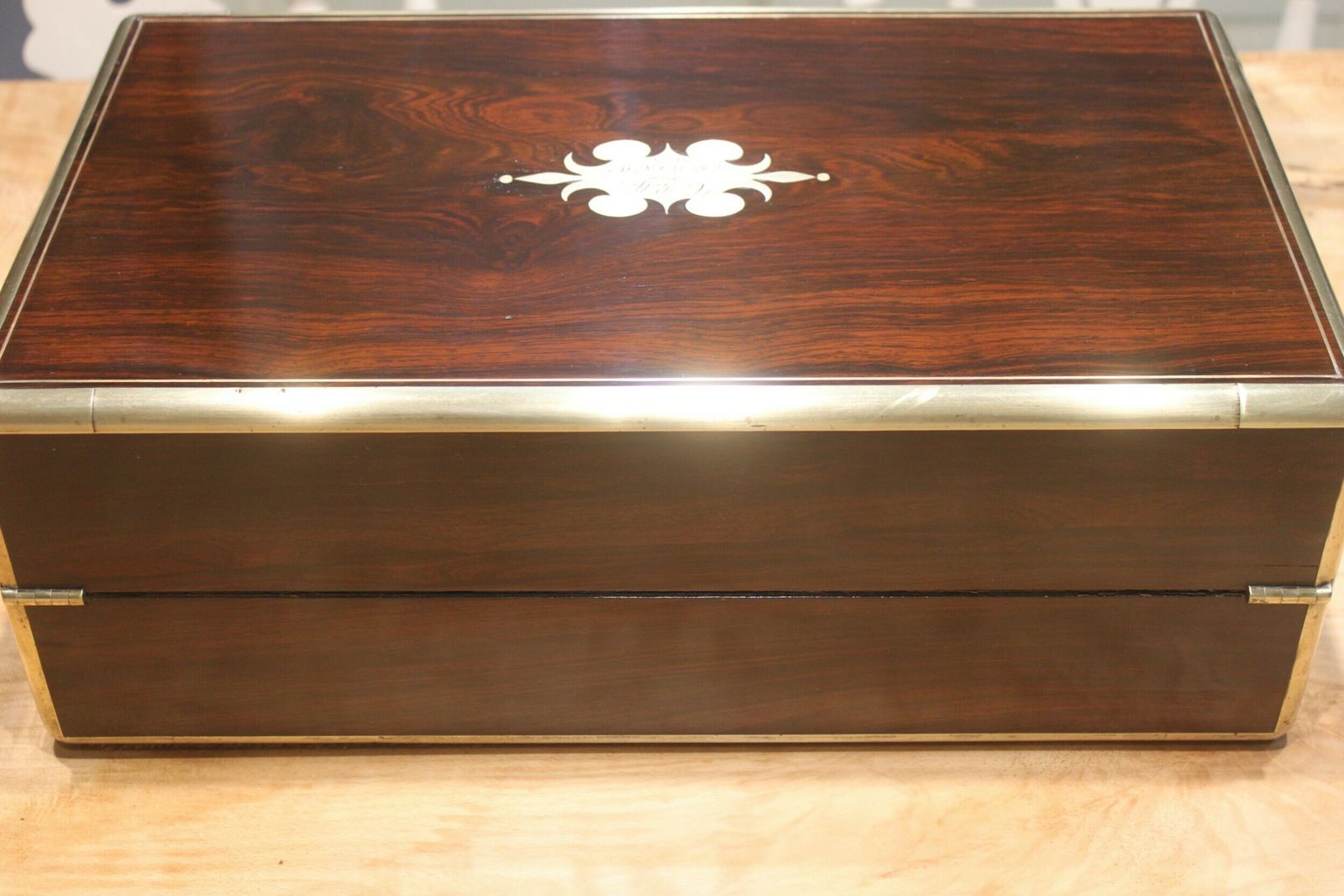 19th Century Rosewood And Brass Inlaid Writing Slope photo Home Decor