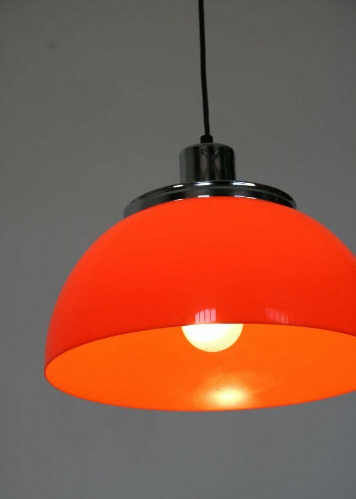 Space Age Orange Faro Pendant Lamp By Luigi Massoni For Guzzini, 1960s photo vinterior