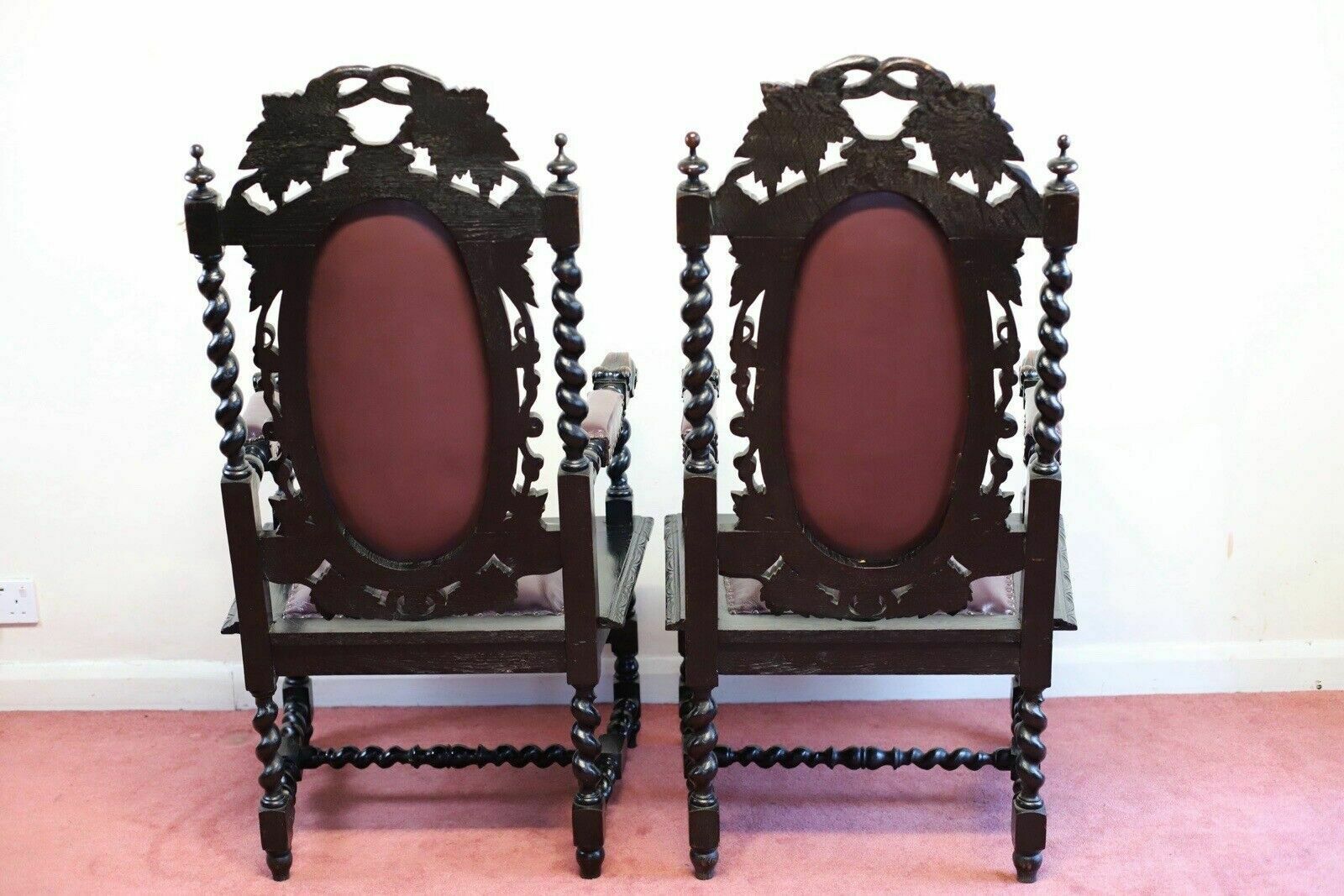 Beautiful Pair Of Victorian Carolean Open Armchairs photo vinterior