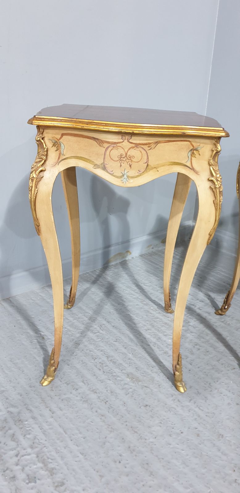 photo for sale Super Pair French Painted Lamp Side Tables