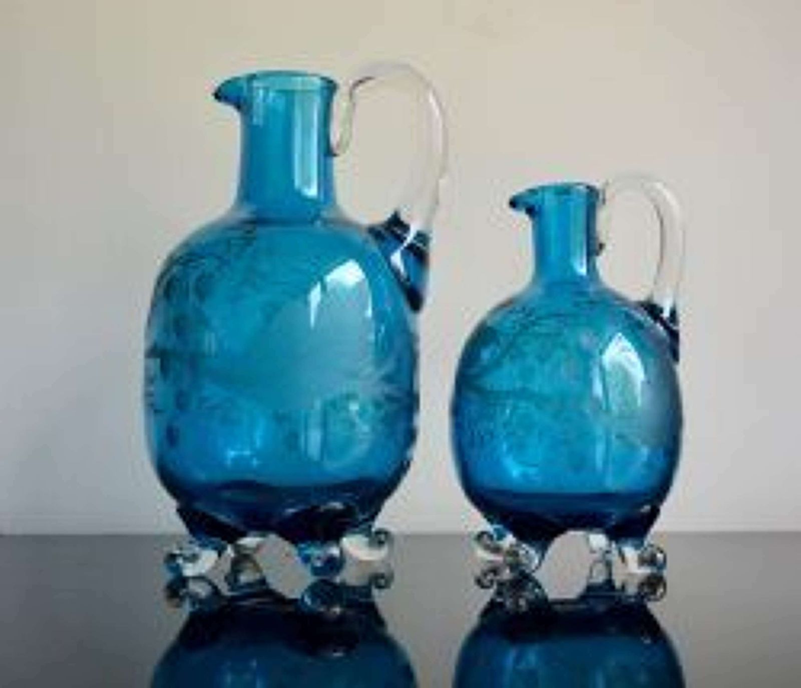 Baccarat Boudoir Set Engraved Turquoise Grapevine 1920s photo vinterior