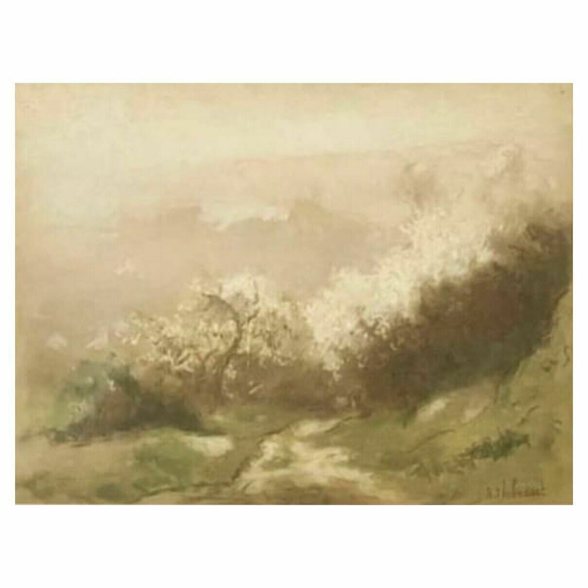 Raymond Thibesart (1874 1968), French Impressionist Landscape, Pastel photo Art