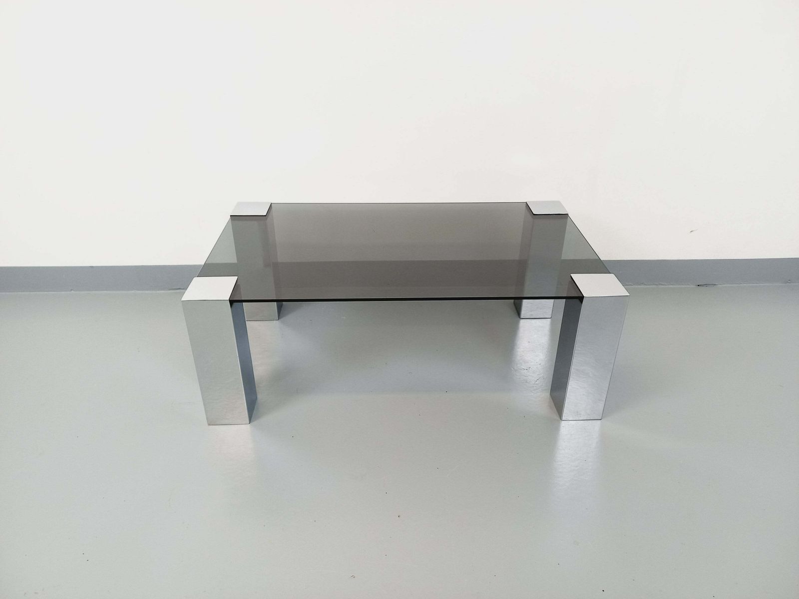 Table basse rectangulaire Willy Rizzo en verre fumé photo buy