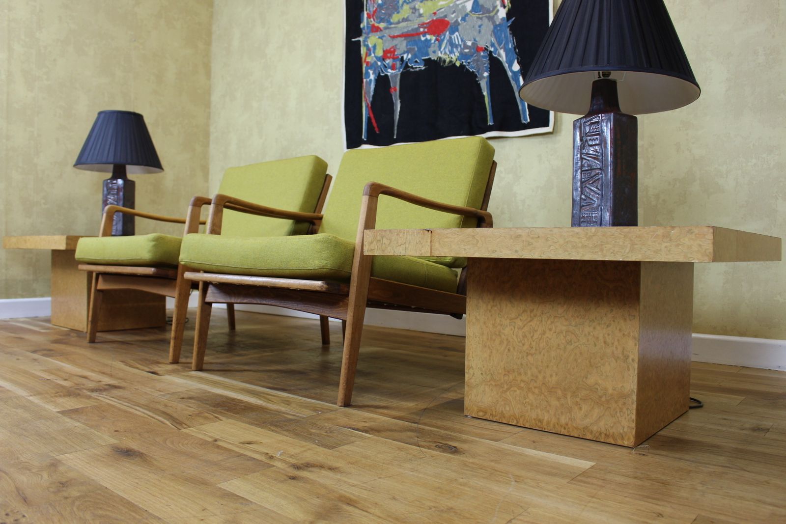 photo for sale Smart Pair Of Late 1970’s G Plan Burr Wood Lamp Tables By R.A.Bird