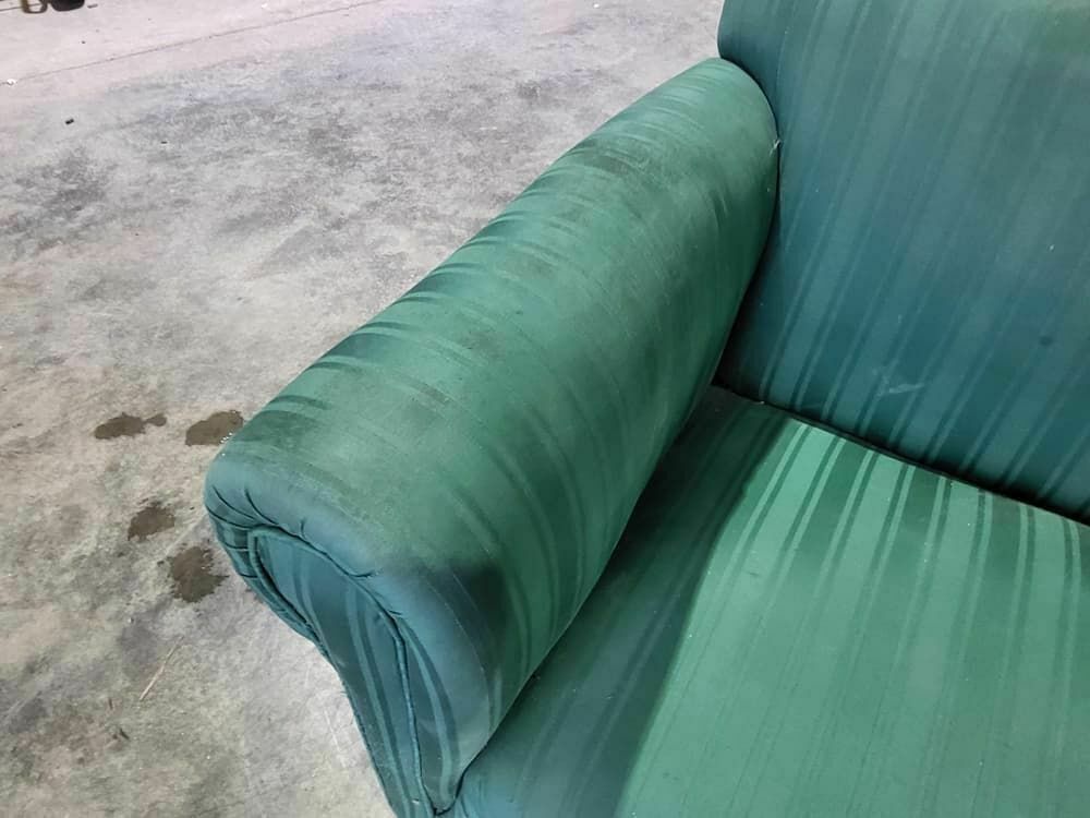 Antique Victorian Small Drop Side Sofa Green Fabric Castors Day Bed photo vintage